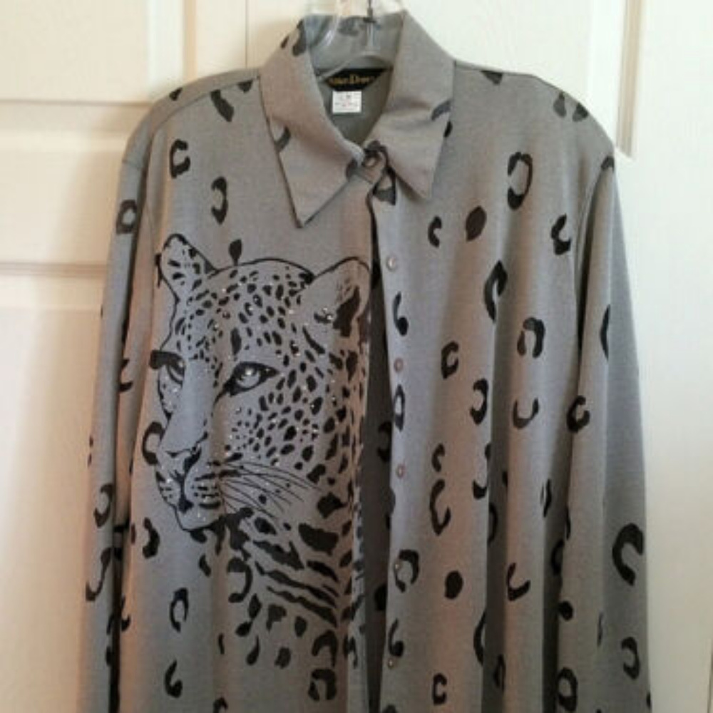 2-Pc Amber Dawn Embellished Leopard Jacket Shell M